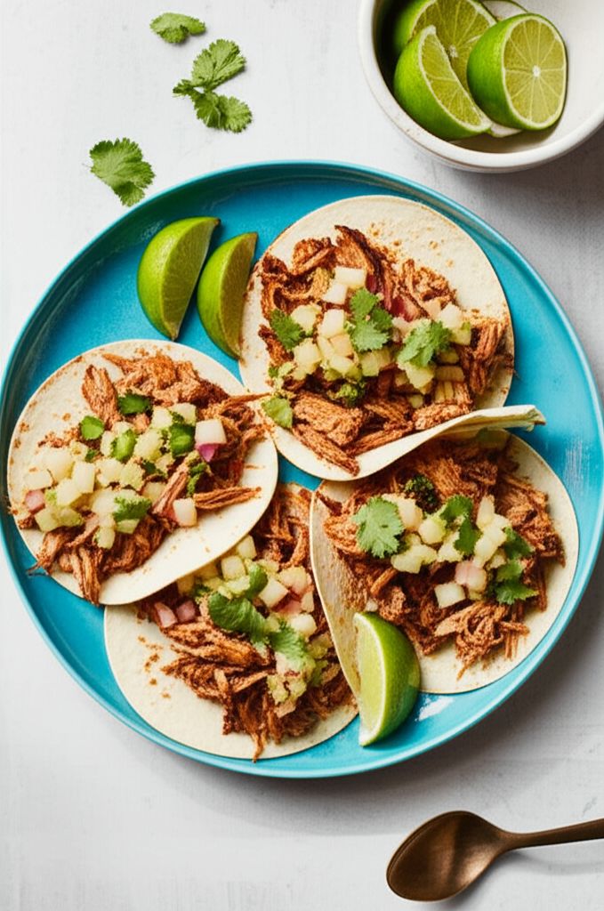 "Plastered" Pork Tacos with Apple-Jalapeño Salsa