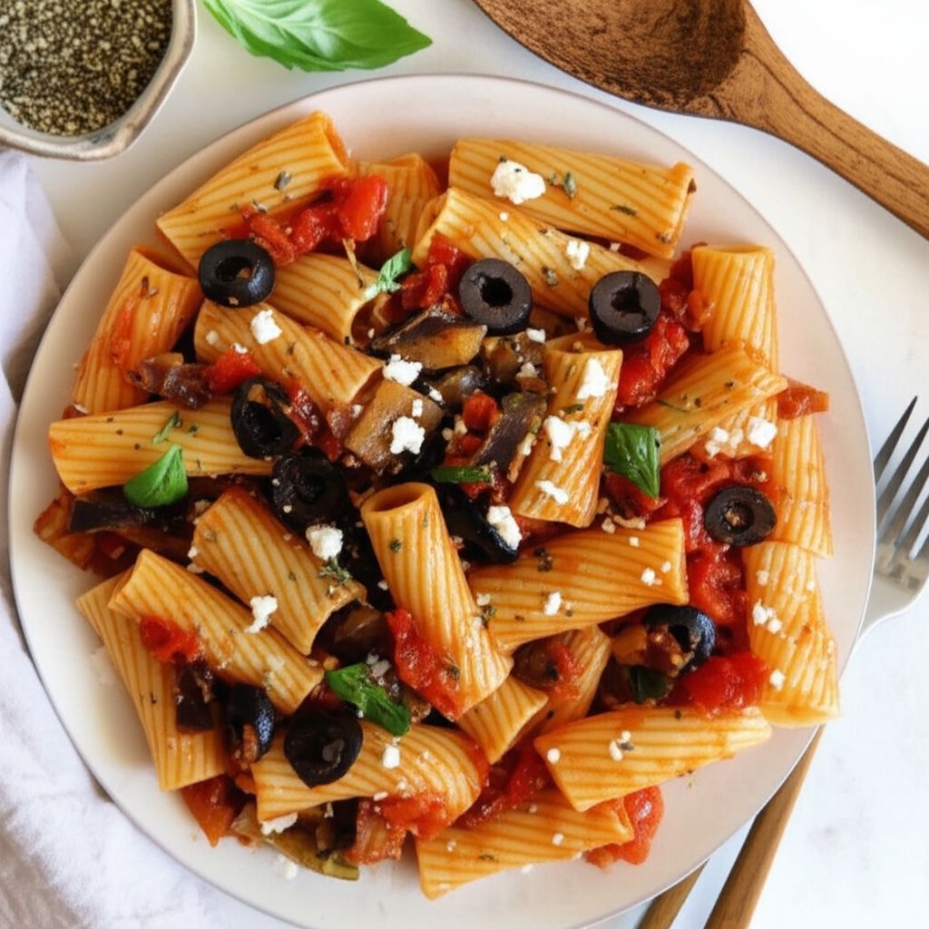Rigatoni With Eggplant, Peppers, and Tomatoes