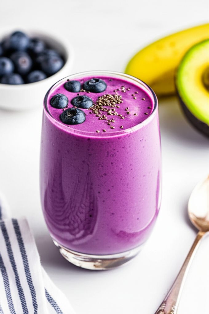 Avocado, Blueberry, Banana, and Chia Smoothie