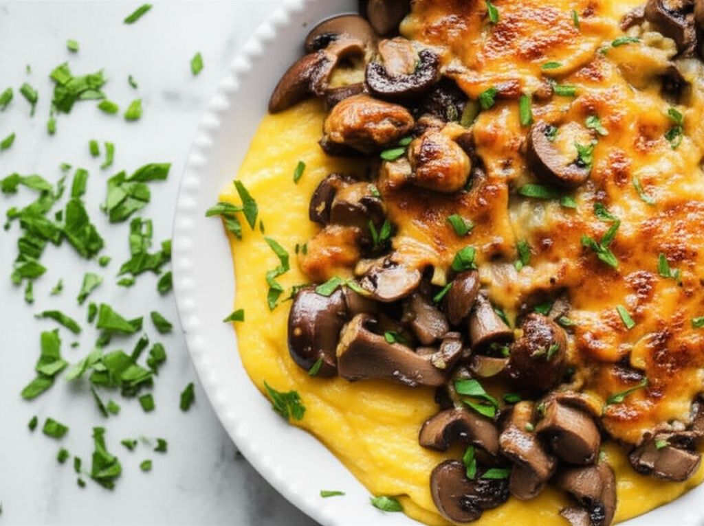 Baked Mushrooms and Polenta Gratin