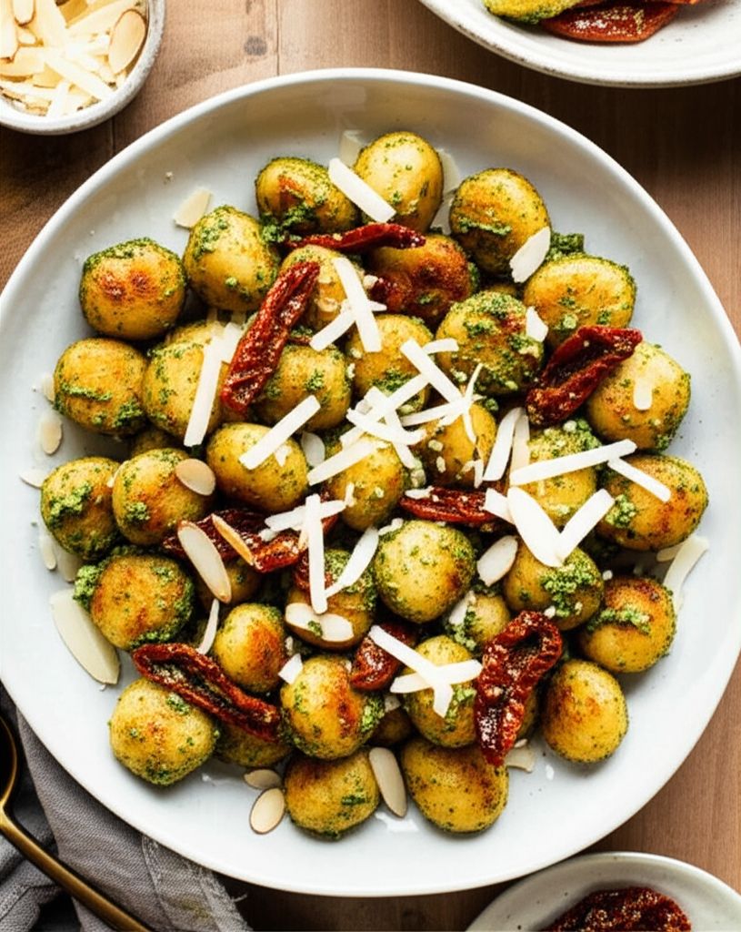 Cauliflower Gnocchi with Pesto and Sun Dried Tomatoes