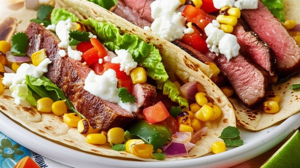 Charred Corn and Heirloom Tomato Steak Fajitas from Mission®