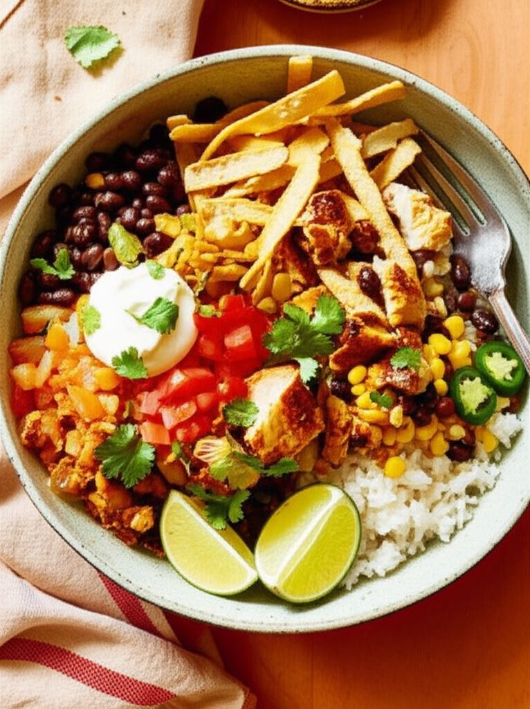 Coconut Lime Rice Bowl with Roasted Corn, Jalapenos, and Chicken