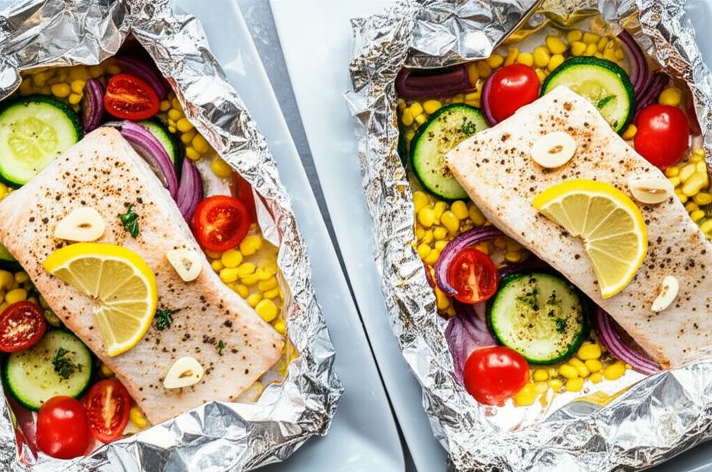 Grilled Halibut Foil Packs