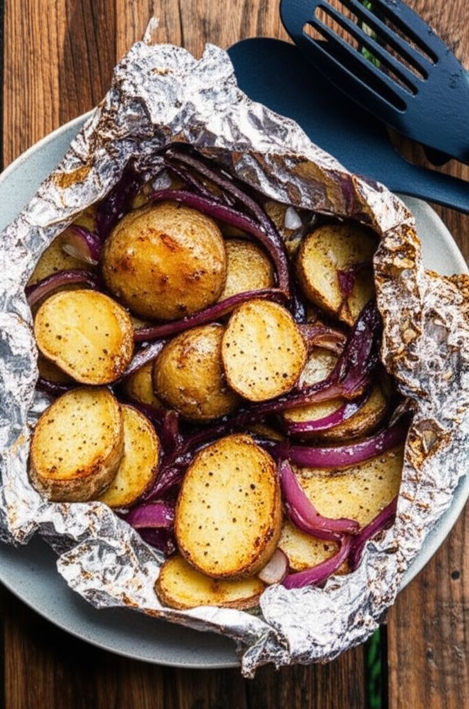 Grilled Potatoes and Onion