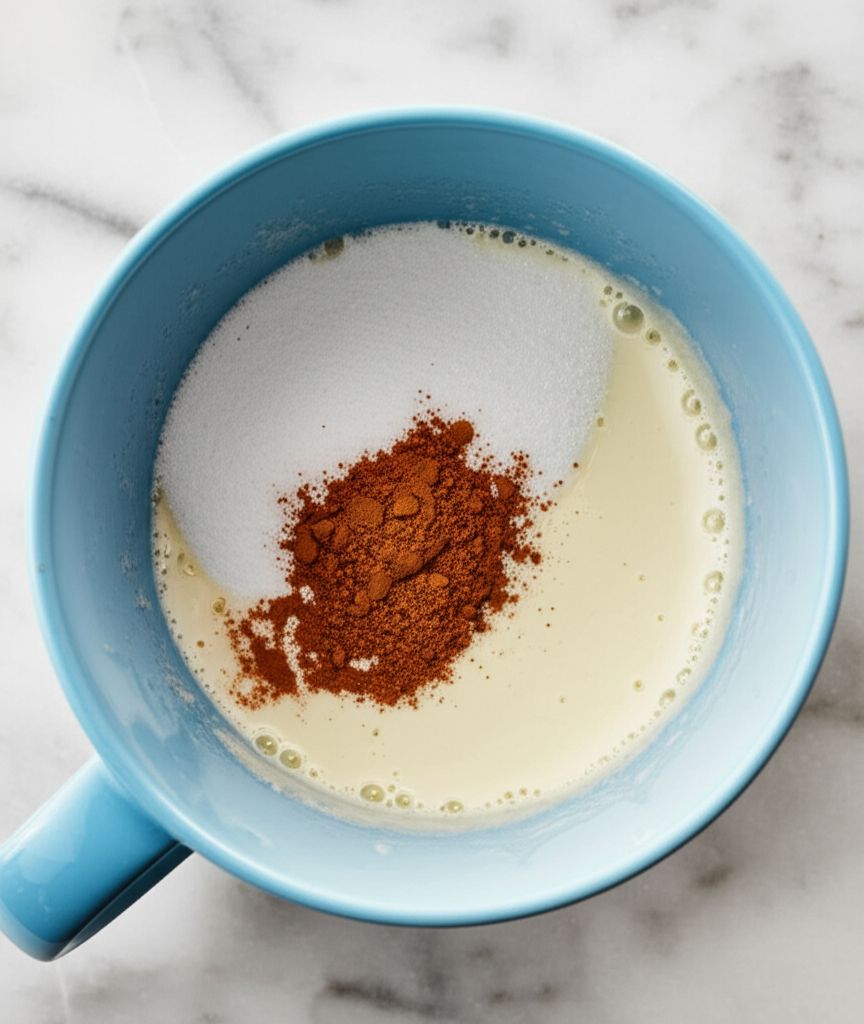 Healthy Rhubarb Cake in a Mug