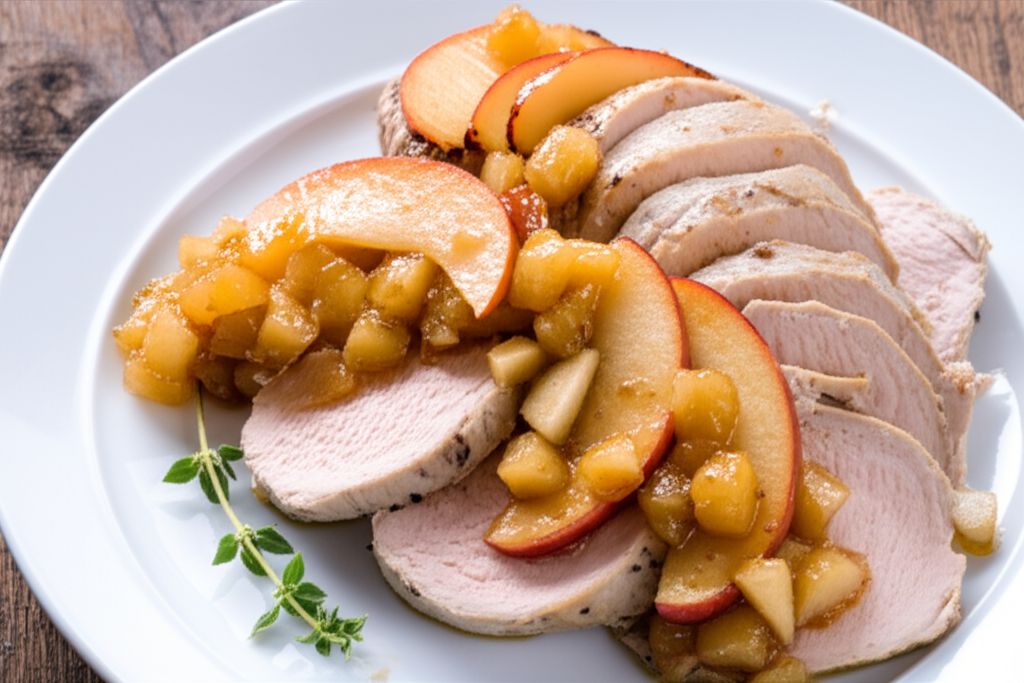 Marinated Pork Medallions with a Ginger-Apple Compote
