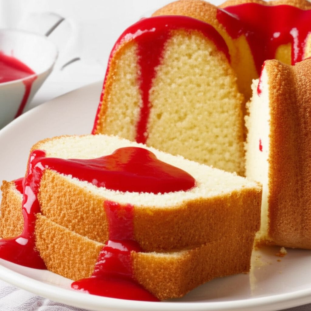Old Fashioned Pound Cake with Raspberry Sauce