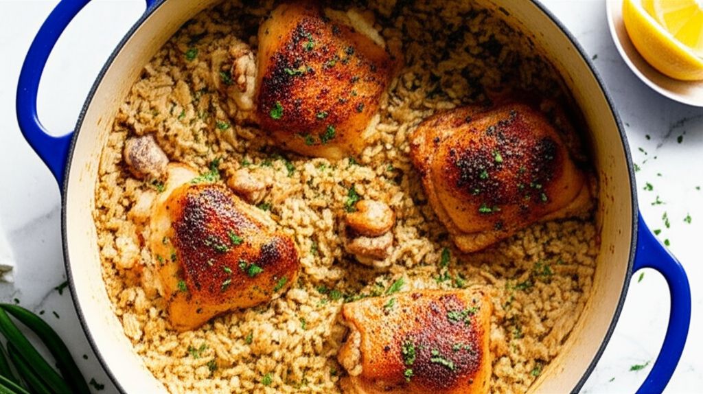 One-Pot Crispy Chicken and Rice