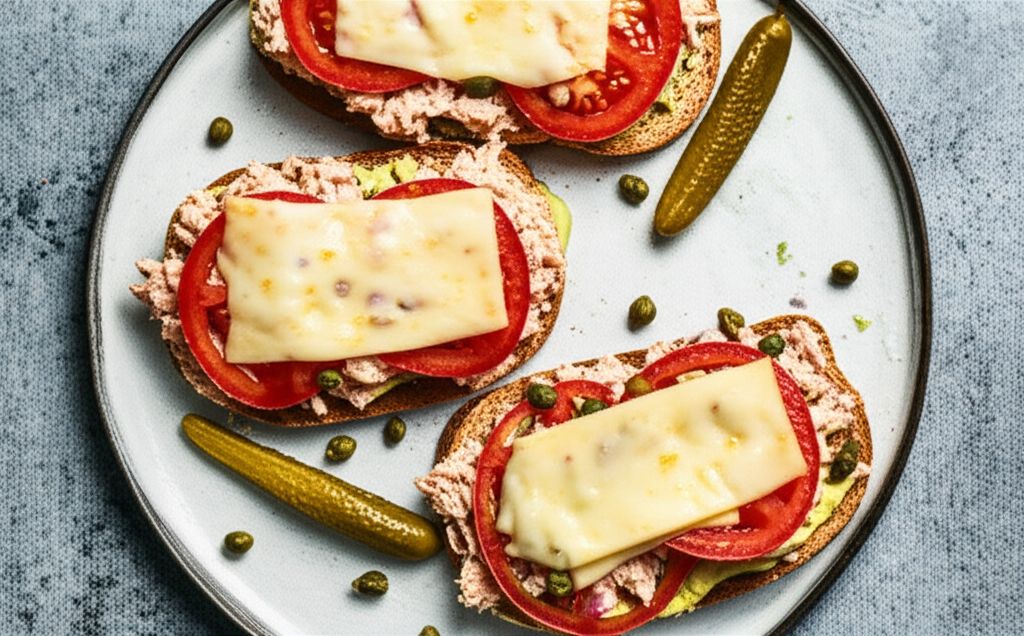Open-Faced Tuna Melt Sandwich