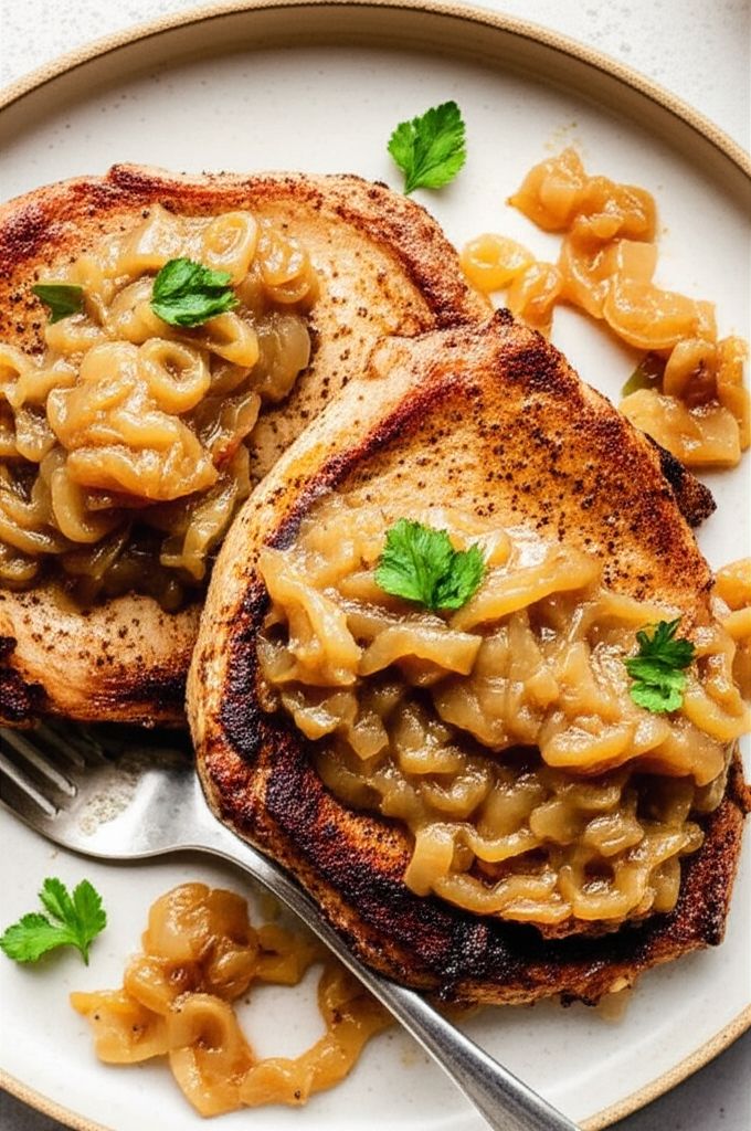 Pork Chops with Apple Sauce and Onions