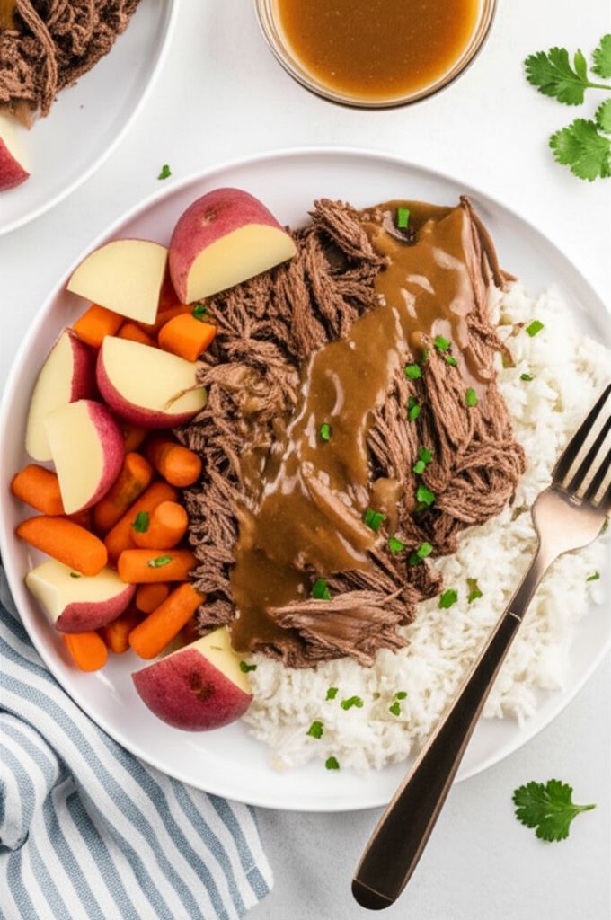 Pressure Cooker Chuck Roast with Veggies and Gravy