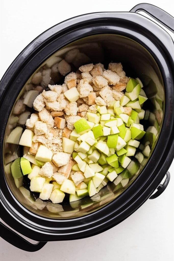 Slow Cooker Apple Cinnamon Bread Pudding