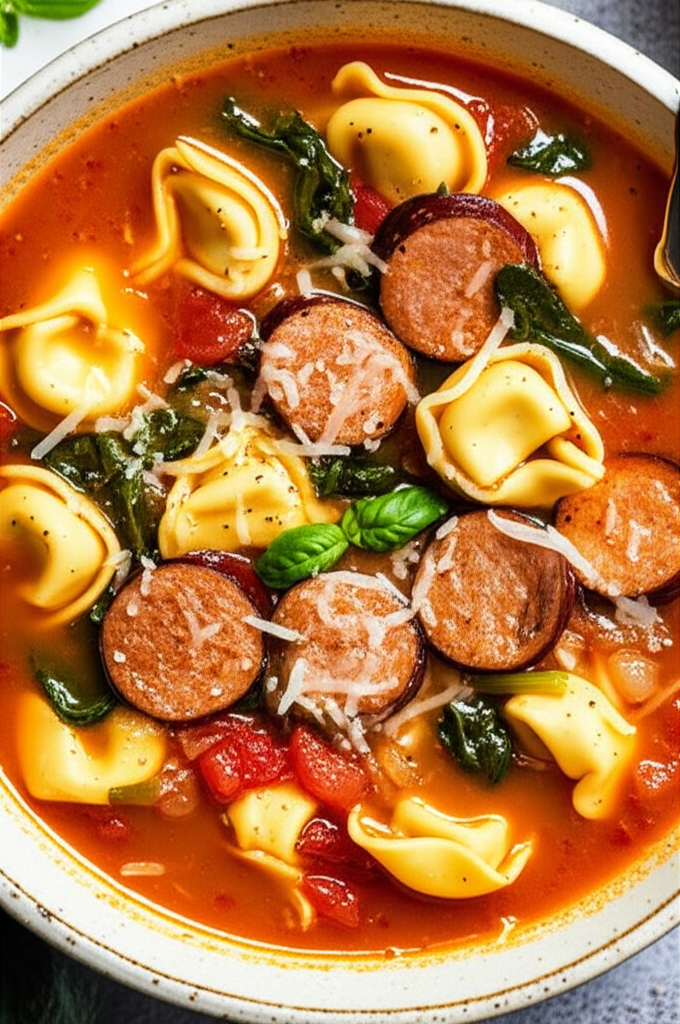 Smoked Sausage and Tortellini Soup