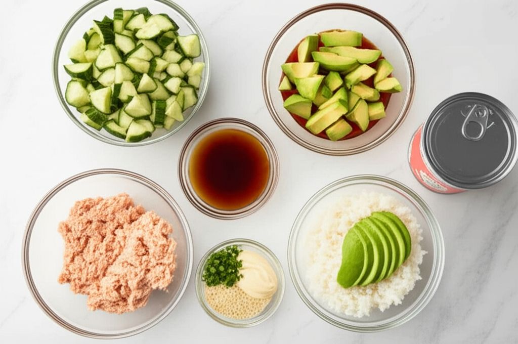 Spicy Canned Salmon Salad Rice Bowl