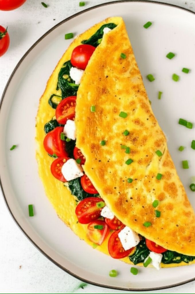 Spinach, Tomato, and Feta Egg White Omelette