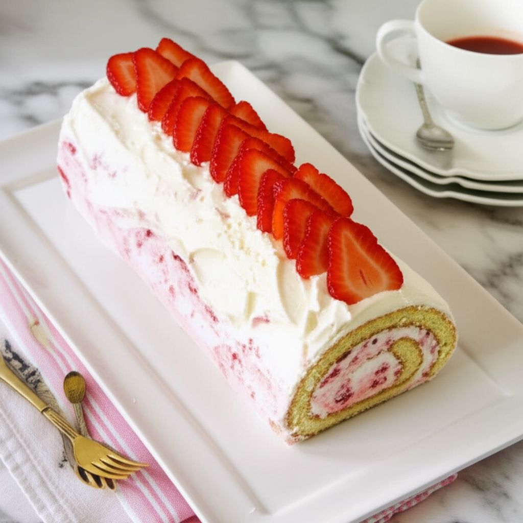 Strawberry Tiramisu Roll