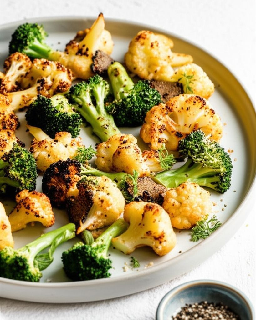 Truffle-Parmesan Roasted Cauliflower and Broccoli