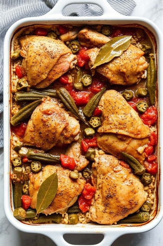 Baked Chicken and Okra