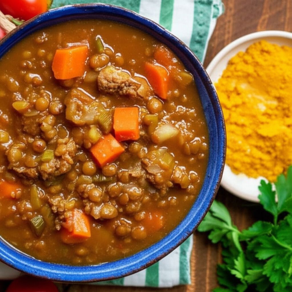 Beefy Lentil Vegetable Soup