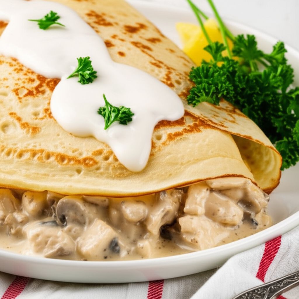 Chicken and Mushroom Crêpes