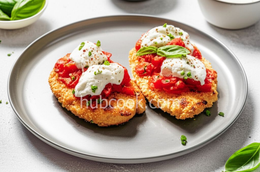 Chicken Escalopes with Cherry Tomatoes, Ricotta, and Mozzarella