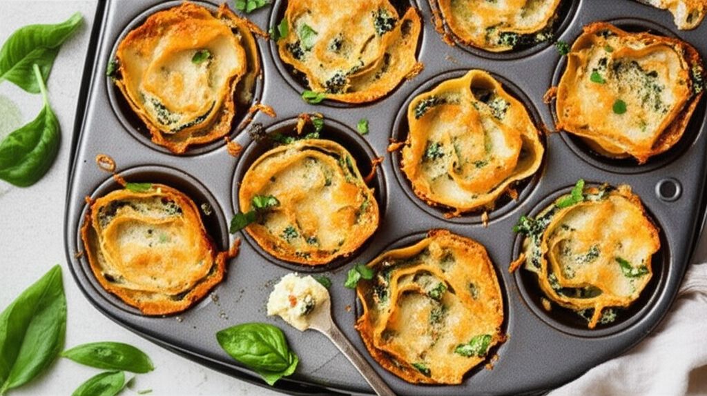 Chicken Florentine Alfredo Lasagna Cups