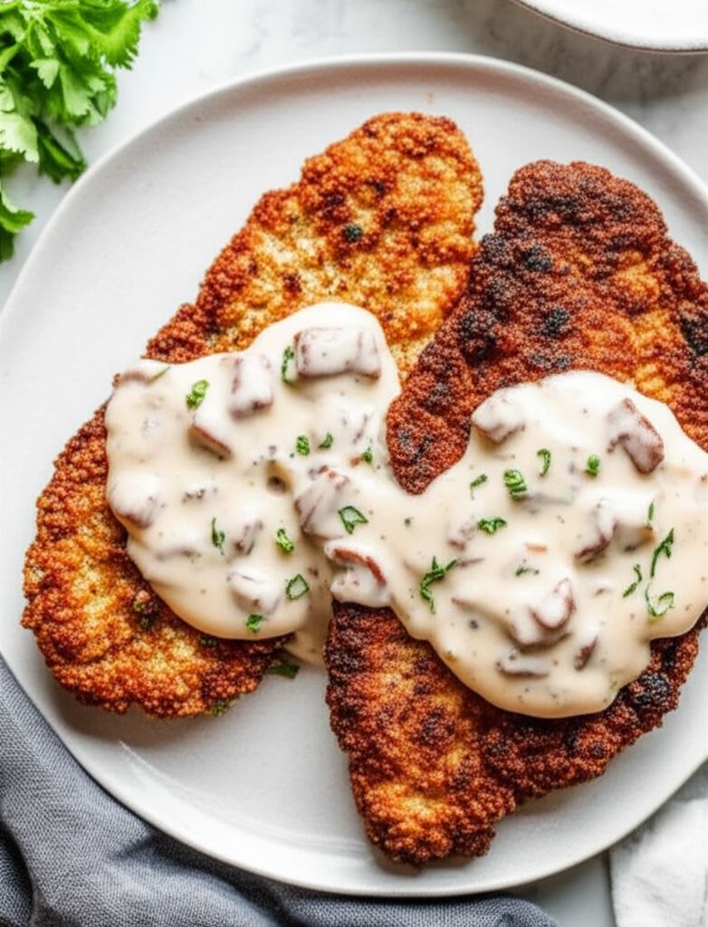 Chicken Fried Steak with Cream Pork Sausage Gravy