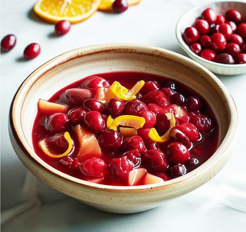 Cranberry Sauce with Orange Juice, Honey, and Pears