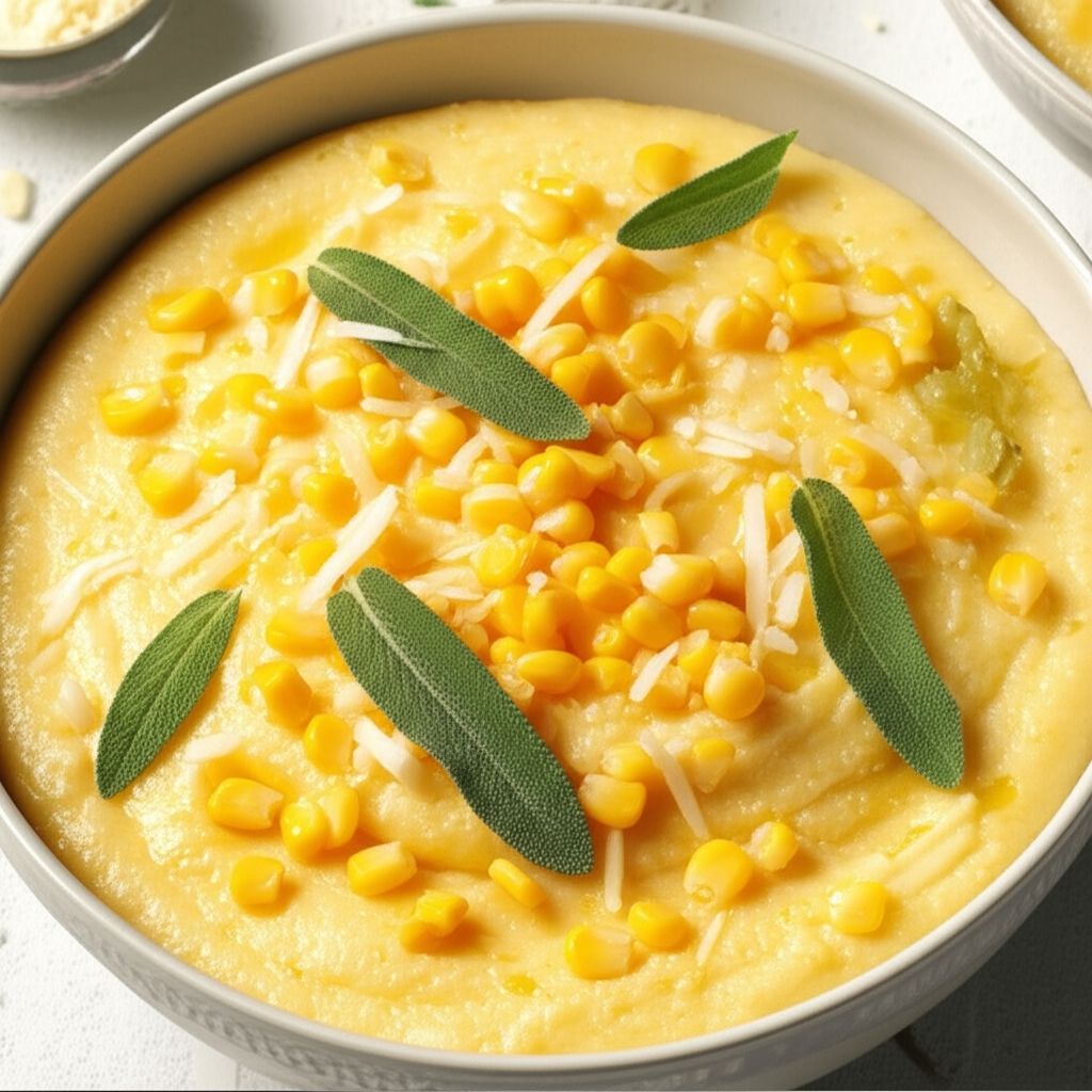 Creamy Polenta with Roasted Corn and Fresh Sage