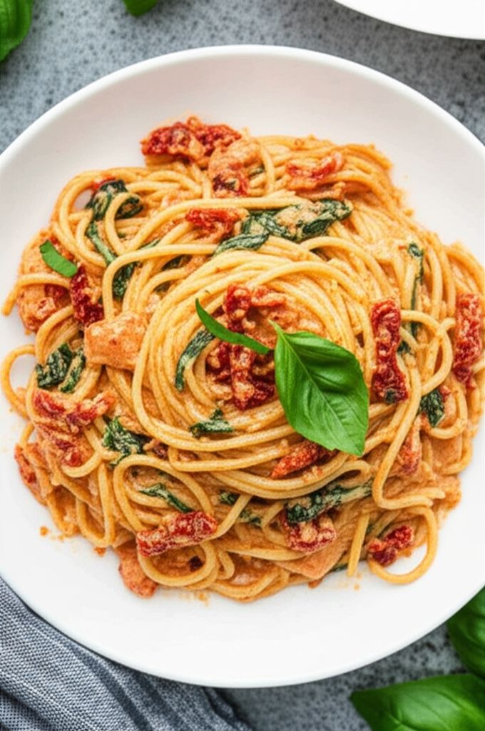 Creamy Sun-Dried Tomato and Spinach Pasta