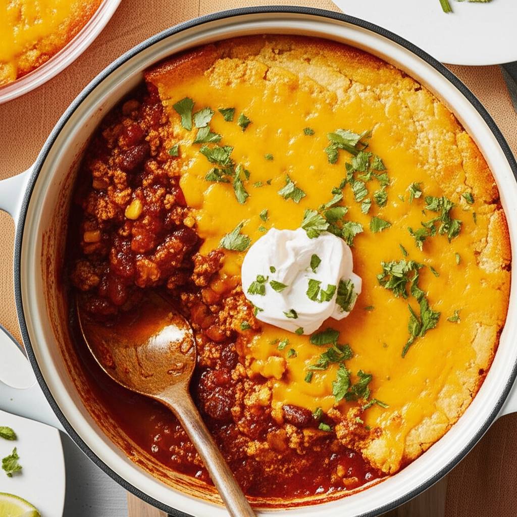 Firehouse Chili and Cornbread Casserole