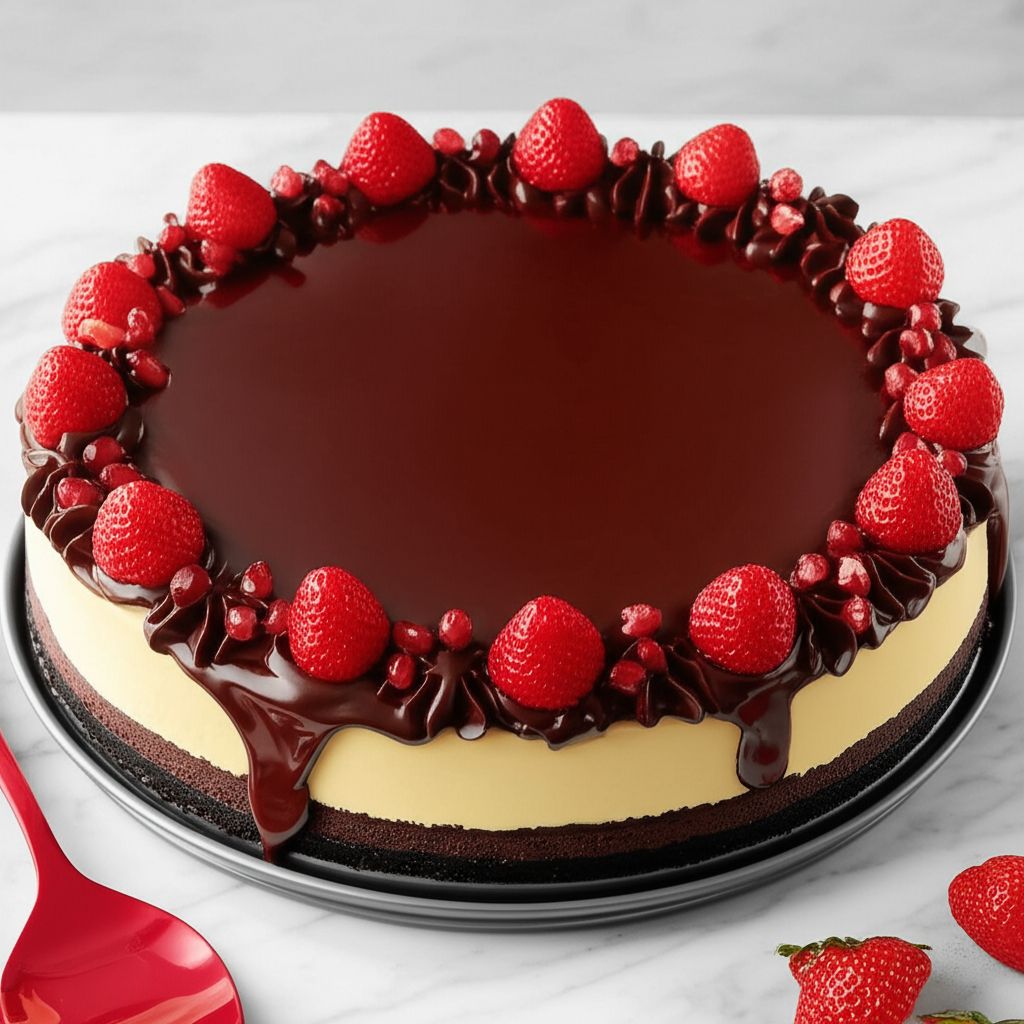 Ghirardelli Layered Chocolate Cheesecake With Ganache Glaze