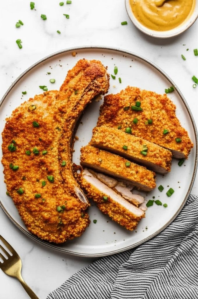 Honey Mustard Pretzel Pork Chops