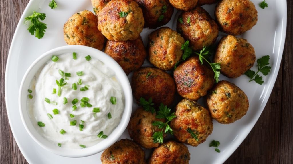 Keto Turkey Meatballs with Sour Cream-Horseradish Dip