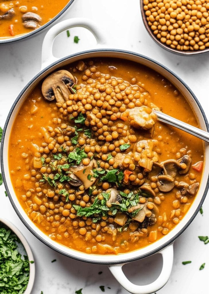 Lentil Soup with Mushrooms