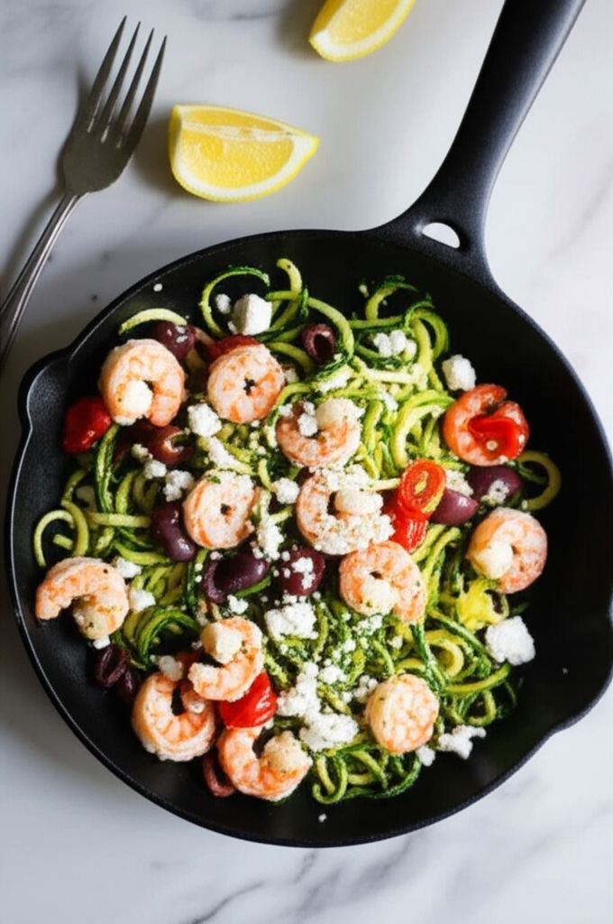 Mediterranean Zoodles with Shrimp