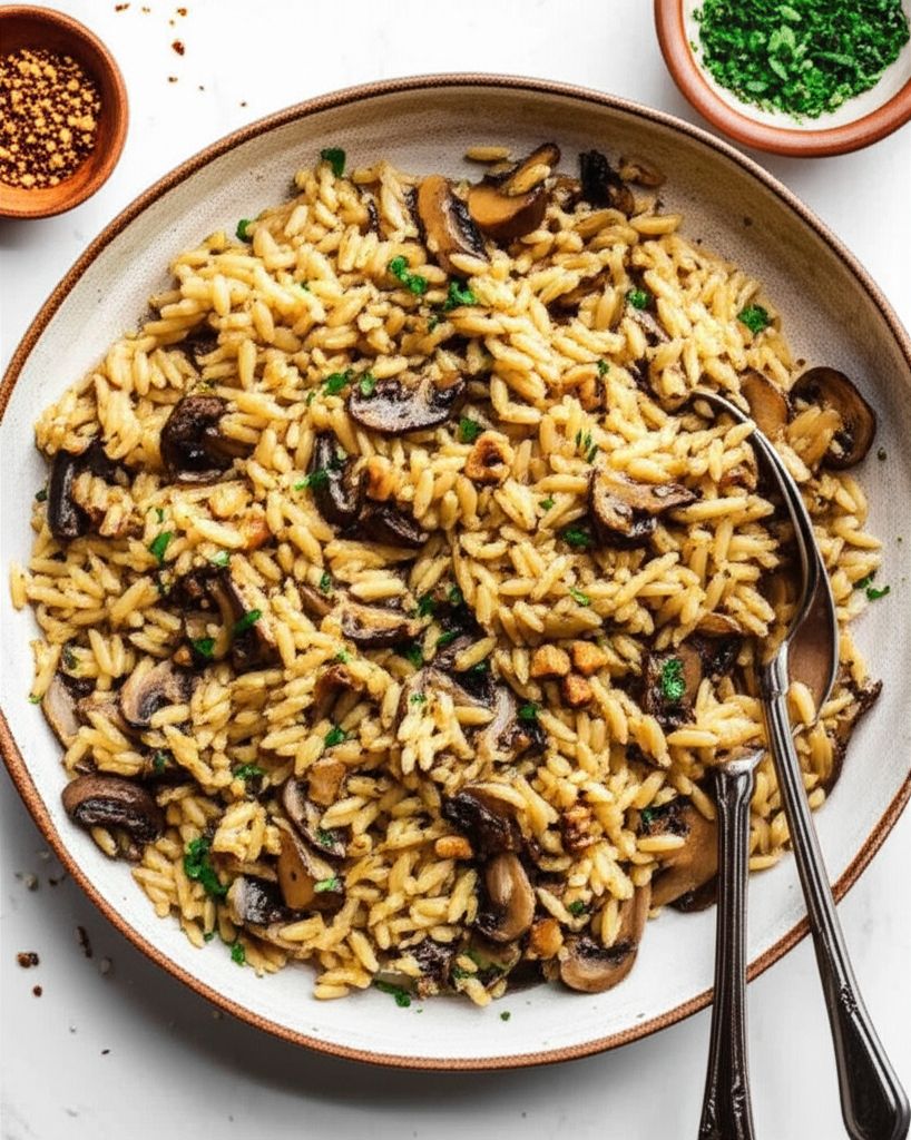 Orzo with Mushrooms and Walnuts