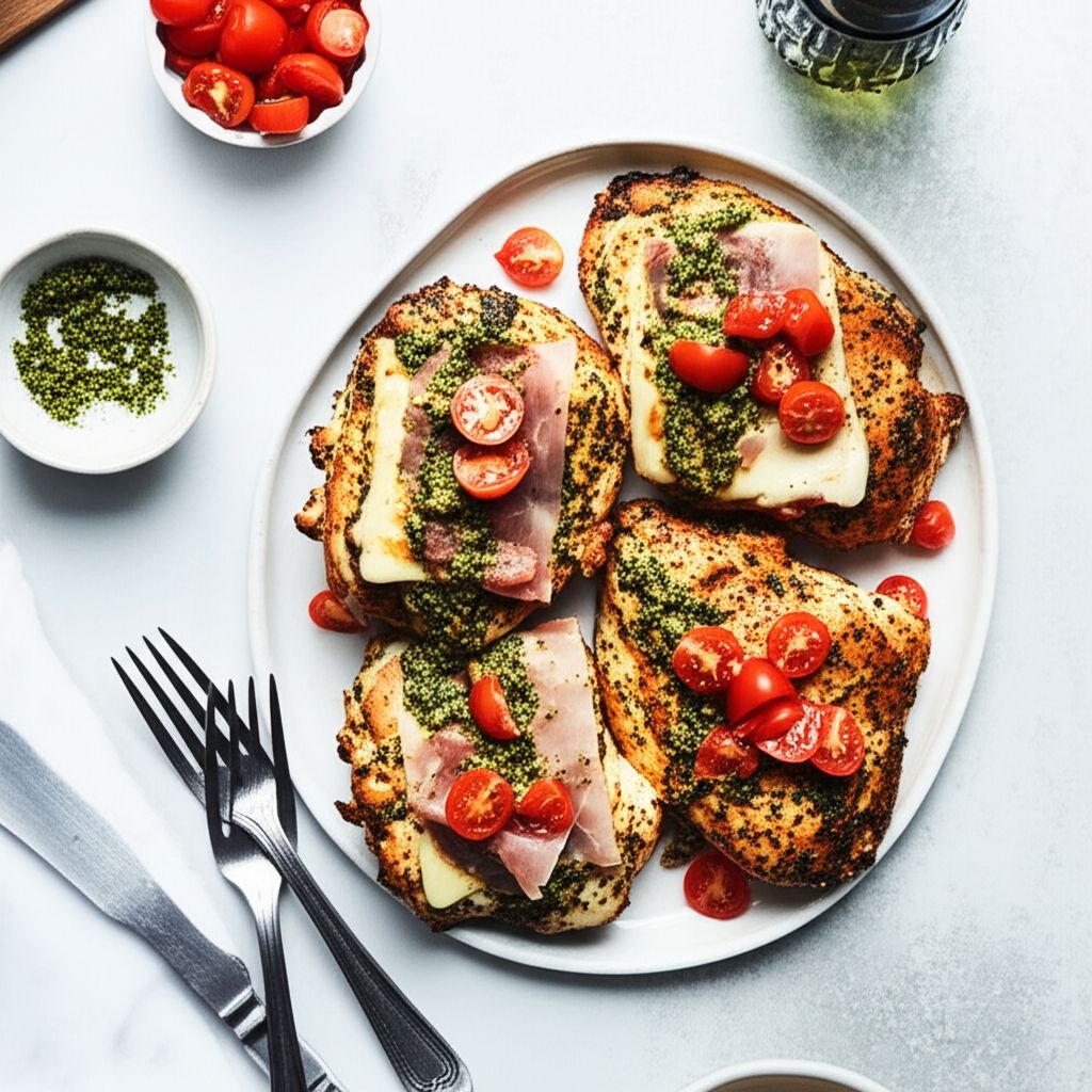 Prosciutto-Stuffed Baked Chicken Breasts with Pesto