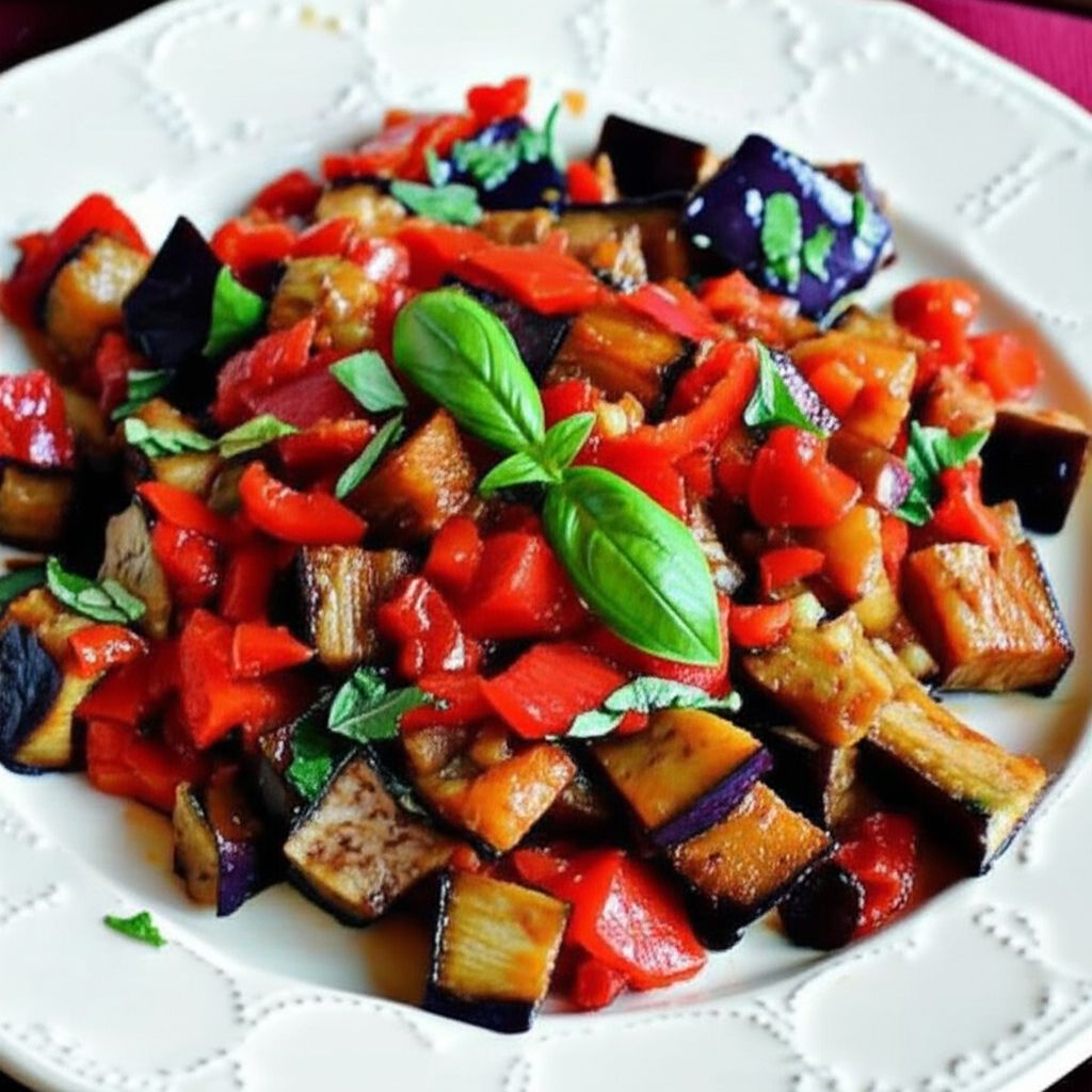 Roasted Eggplant and Red Bell Pepper Salad