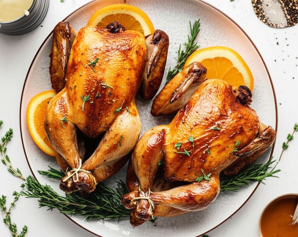 Roasted Orange-Tarragon Cornish Hens