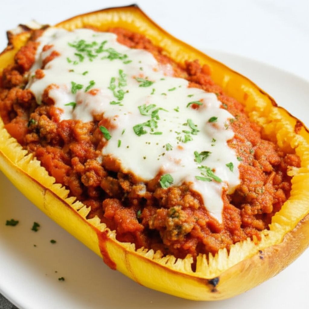 Roasted Spaghetti Squash Lasagna Boats