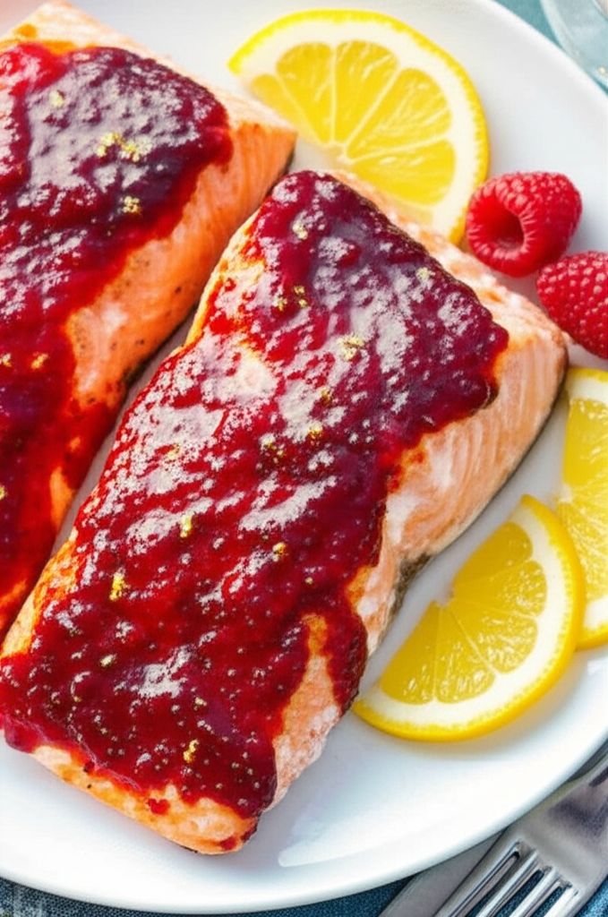 Salmon with Raspberry Ginger Glaze