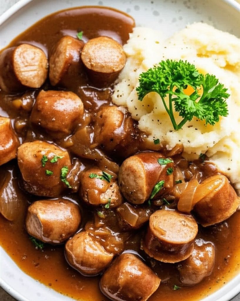Sausages in Onion Gravy