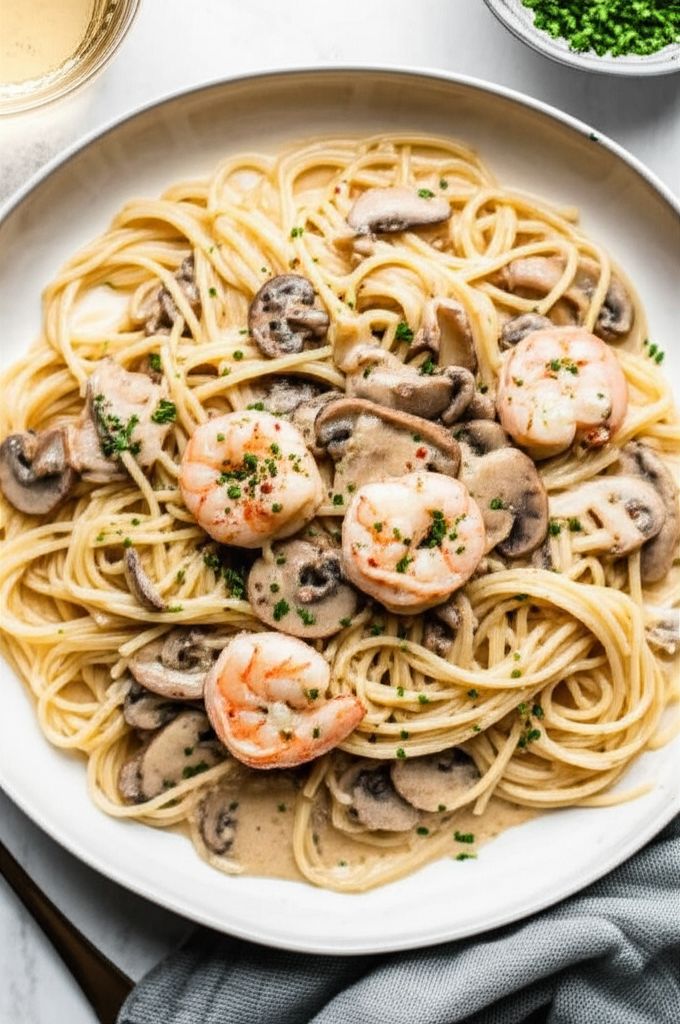 Shrimp and Mushroom Angel Hair Pasta