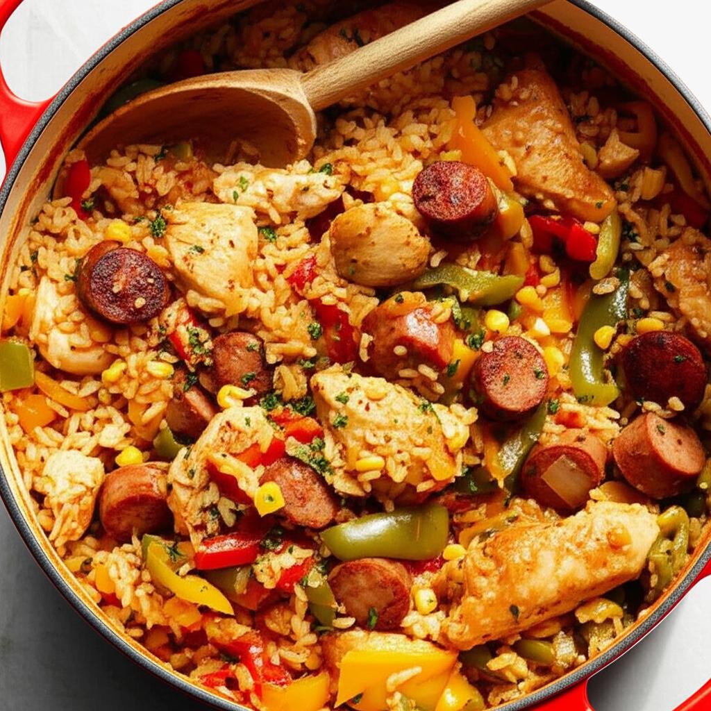 Three-Pepper Rice and Chicken Pot