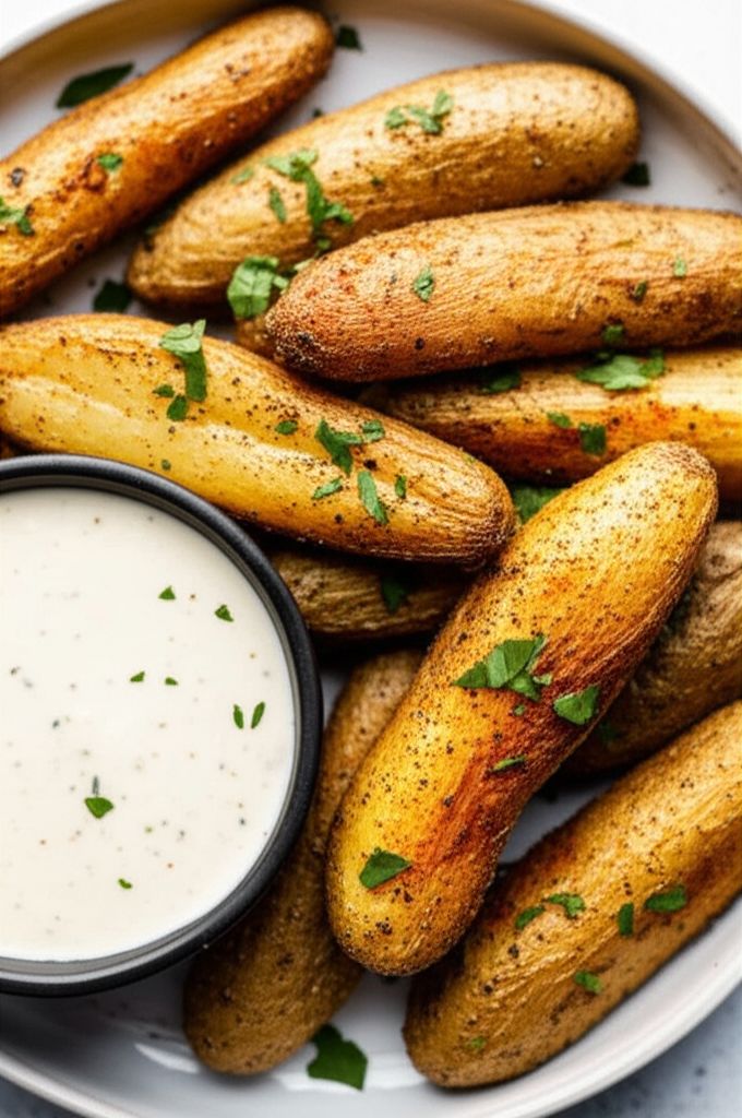 Air Fryer Fingerling Potatoes with Dip