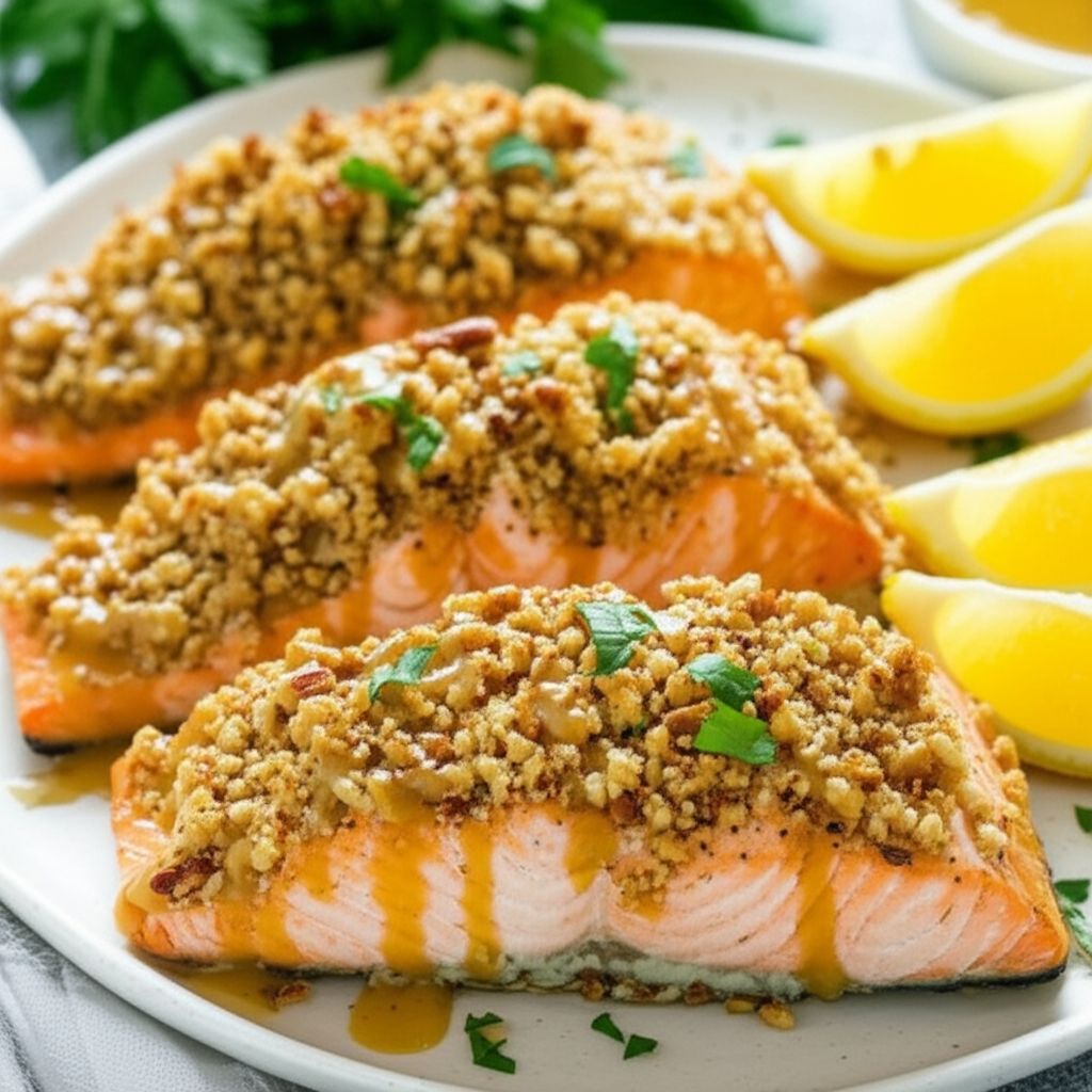 Alaska Salmon Bake with Pecan Crunch Coating