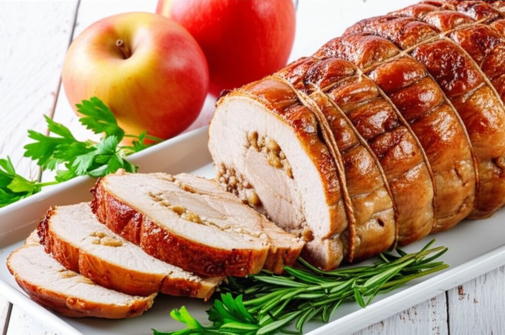 Apple Walnut Stuffed Pork Roast