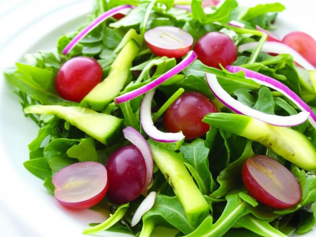 Arugula and Romaine Salad with Red Grapes